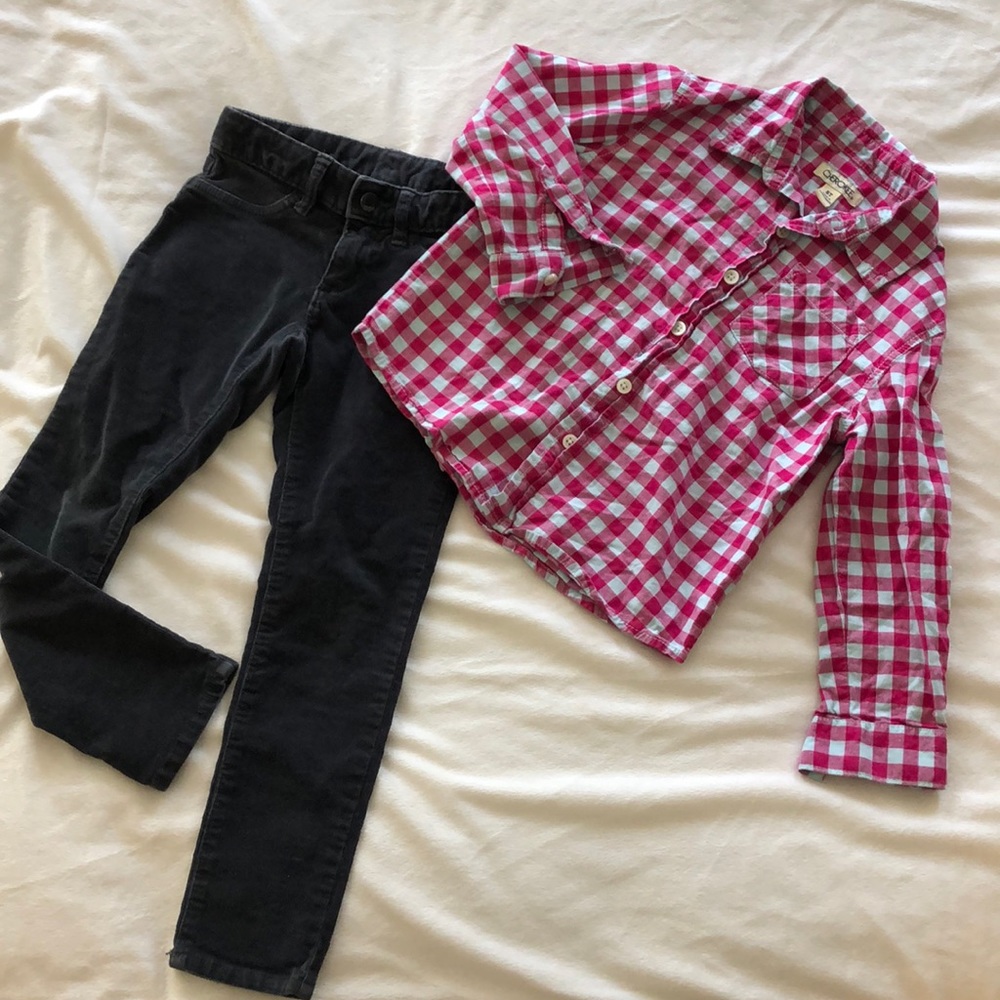 Little Girl’s Plaid & Cords Outfit
